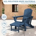 thumbnail image 4 of LOYALICE Folding Adjustable Adirondack Chair with Retractable Ottoman, HDPE Weatherproof Outdoor Chair With Double Cup Holder, Navy, 4 of 11