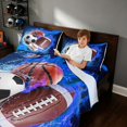 thumbnail image 4 of Manfei Cartoon Football Bed Sheets, Basketball Soccer Sport Full Size Sheets, Darkblue Brightblue Brown 4 Pieces(1 Flat Sheet, 1 Fitted Sheet and 2 Pillowcases), 4 of 6