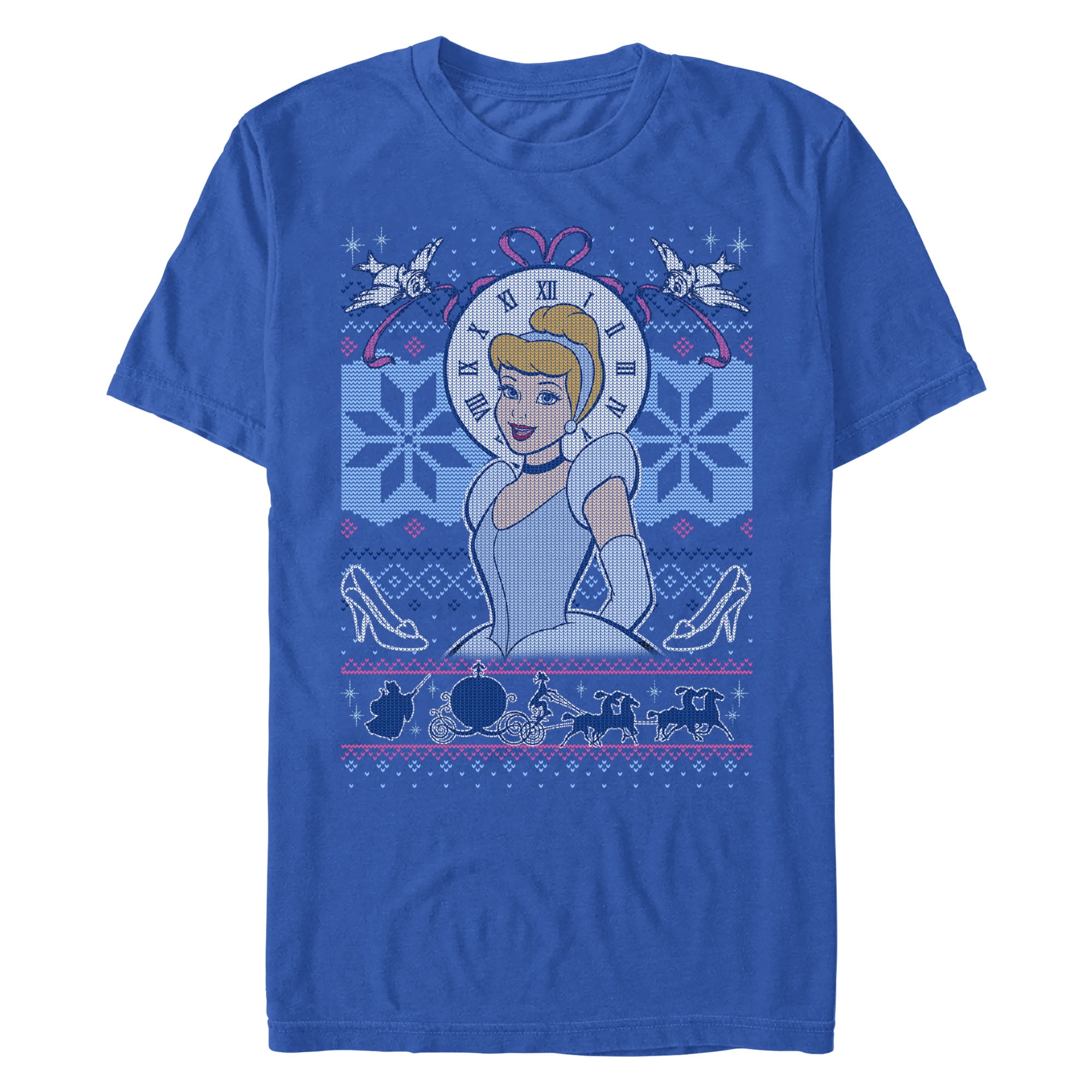 Men s Disney Cinderella Christmas Sweater T Shirt Royal Blue 3X Large Walmart