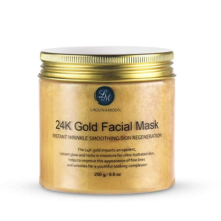 Lagunamoon 24K Gold Facial Mask 8.8 oz Gold Face Mask for Anti Aging Anti Wrinkle Facial Treatment Pore Minimizer,Acne Scar Treatment & Blackhead Remover 250g,Brighten The Skin
