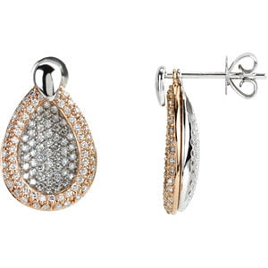 Jewels By Lux 14K White/Rose Pair 1 5/8 Ct Tw Polished Diamond Earrings