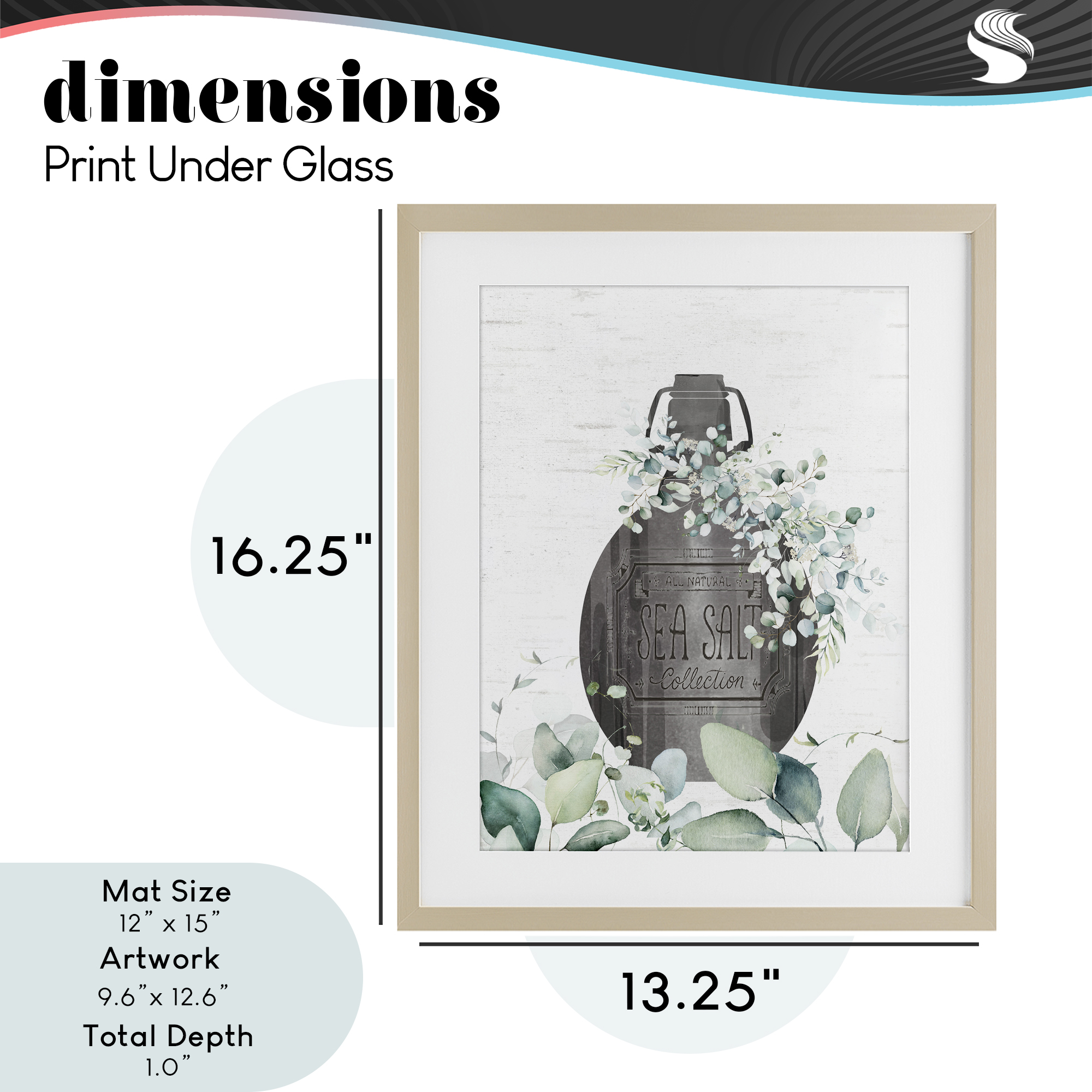 Sea Salt Collection Bottle Birch Framed Print Under Glass, design by Lettered and Lined