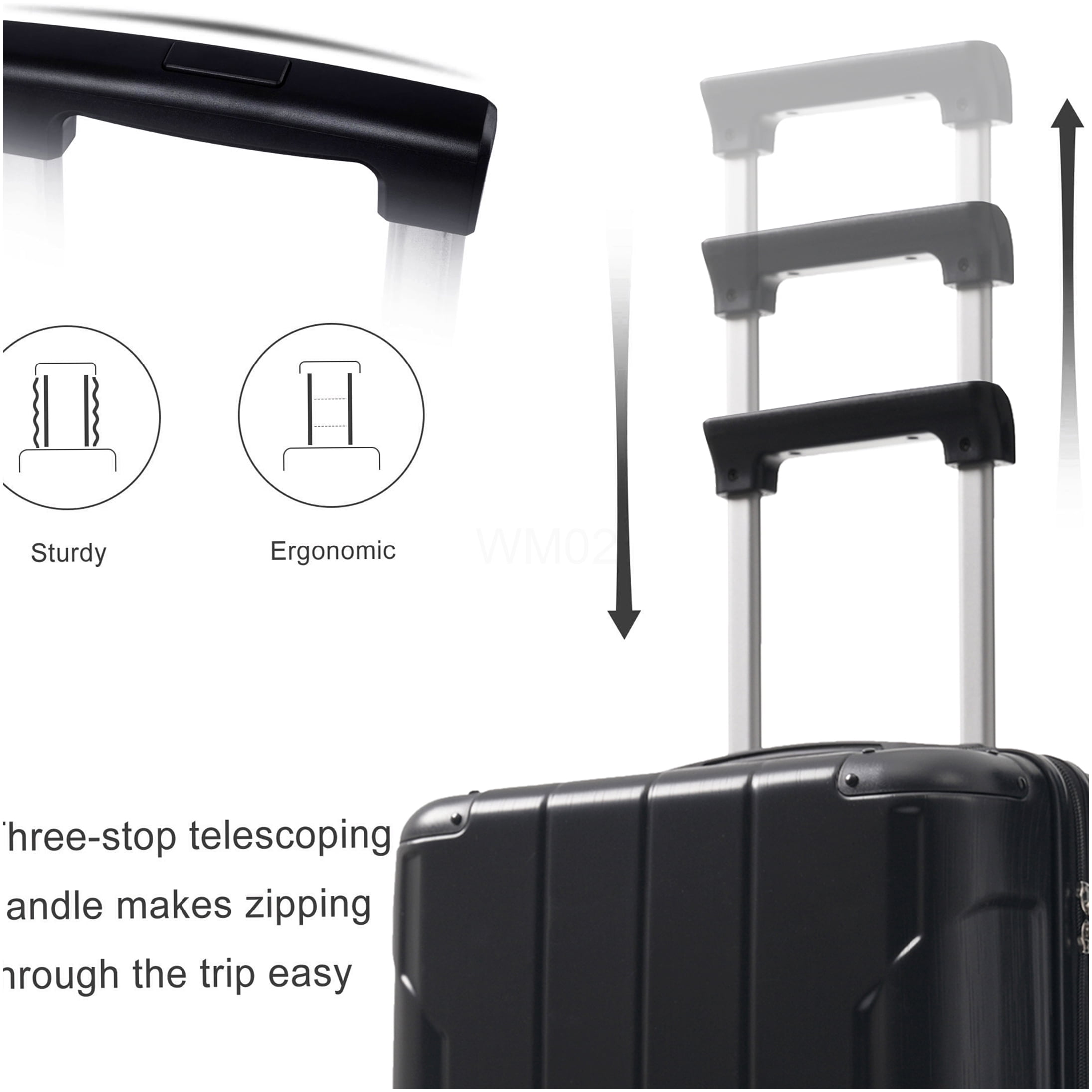 COSMOS 20 Inch Hardshell Spinner Luggage, ABS Carry-On Suitcase with TSA Lock, Packing Cubes Included, Lightweight Check-In Bag for Men &; Women, Black
