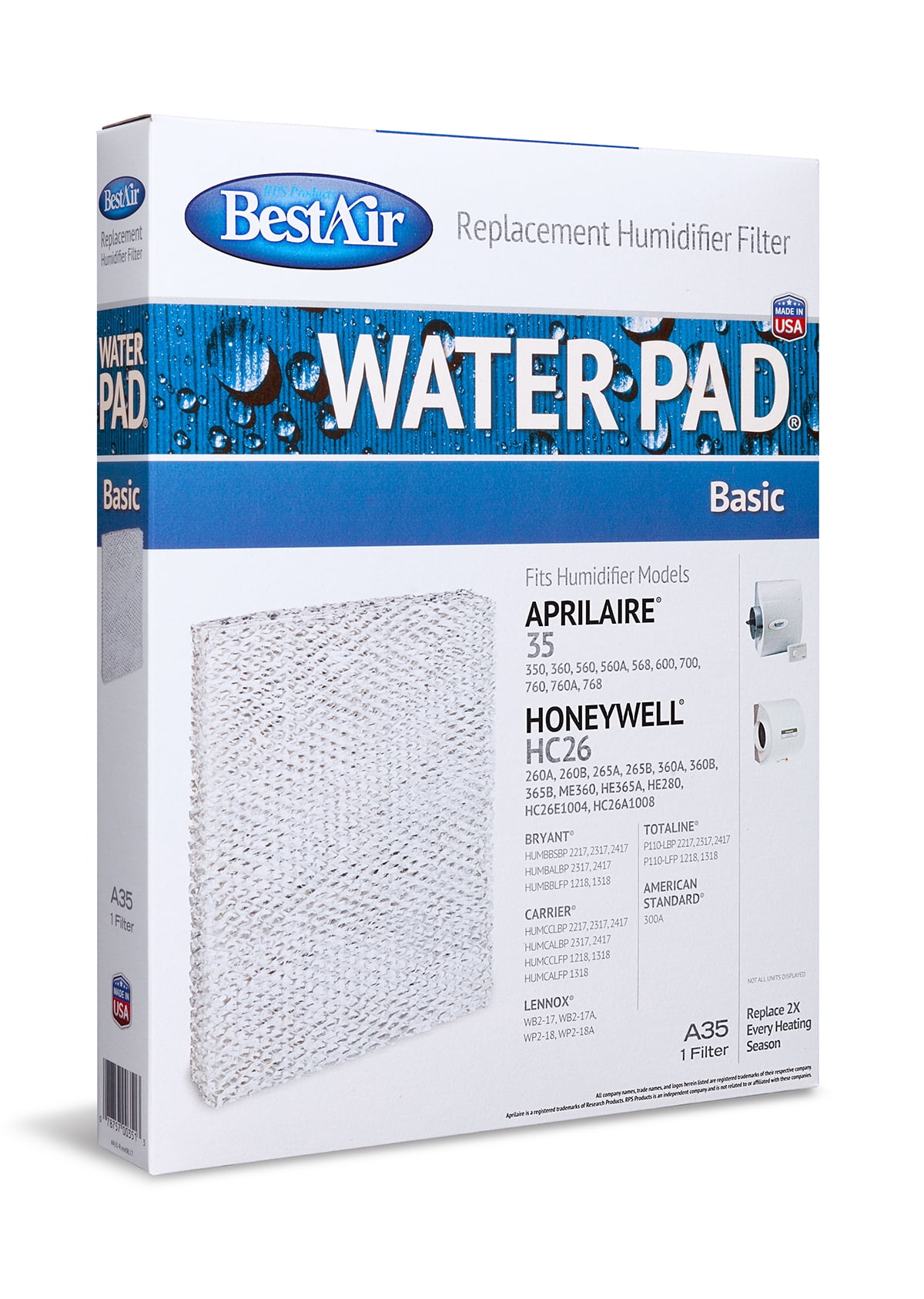 BestAir A35 Replacement Metal Water Pad for Aprilaire models 13.125” x