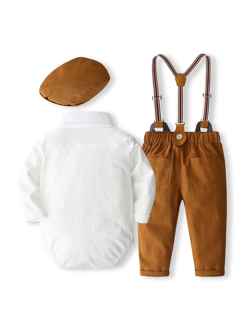Bagilaanoe 3Pcs Newborn Baby Boys Dressy Outfit Sets Long Sleeve
