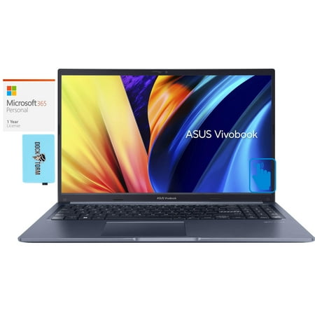 ASUS Vivobook 15 Home/Business Laptop (Intel i7-1255U 10-Core, 15.6in 60 Hz Touch Full HD (1920x1080), Intel Iris Xe, 16GB RAM, Win 11 Pro) with Microsoft 365 Personal , Dockztorm Hub