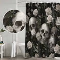 thumbnail image 4 of Polyester Fabric Halloween Skull Shower Curtain, Retro White Rose Flower Horror Fall Waterproof Bathtub Curtain Bathroom Decor Set with Hooks 36 x 72 Inches, 4 of 6
