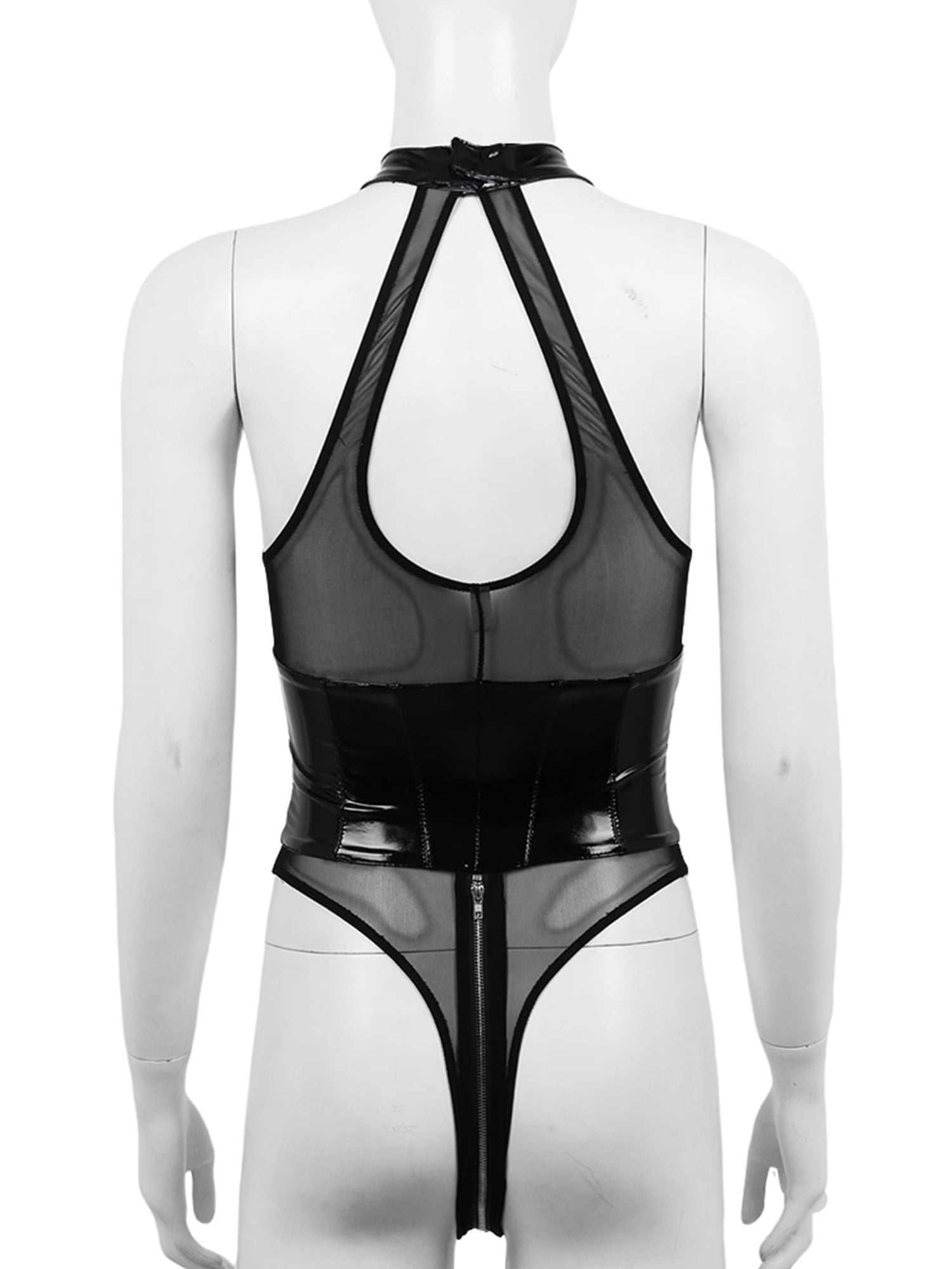 O-Ring- the Mesh Paneled Faux Leather Zip Front Bodysuit Plus Sizes –  Dorothea's Closet Vintage