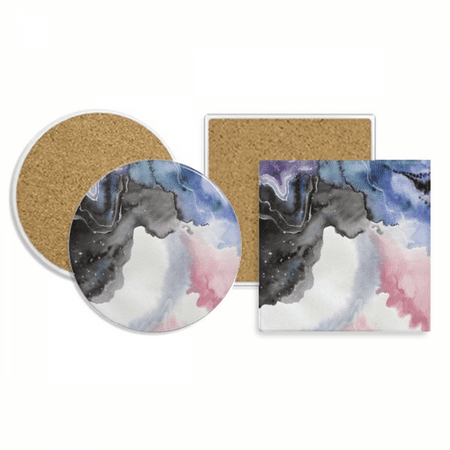 

Ink Watercolor Shading Coaster Cup Mug Holder Absorbent Stone Cork Base Set