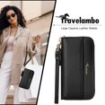 thumbnail image 4 of Bolso de mano Wallet Travelambo para mujer con borlas y doble pliegue, color negro, 4 of 9