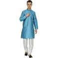 thumbnail image 1 of Royal Kurta Men's Cotton Silk Asymmetric Kurta (pl,=144_Turquoise_40), 1 of 1