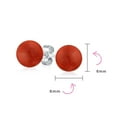 thumbnail image 4 of Bling Jewelry Womens Classic 6MM Red Coral Gemstone Drop Ball Earrings in Sterling Silver, 4 of 6