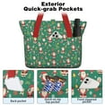 thumbnail image 2 of Tote Bag for Women - Green Christmas Santa and Icon Pattern Shoulder Bag - Large Utility Work Duffle Bag with Zipper Handbag for Travel, Work, Sprots, 2 of 5