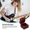 thumbnail image 4 of Brown Wood Guitar Pick Storage Box Plectrum Holder for 2Pcs, 4 of 4