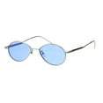 thumbnail image 2 of Mens Mod Oval Round Metal Rim Pimp Daddy Color Lens Sunglasses Silver Blue, 2 of 4