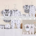 thumbnail image 3 of CAUYDY Preemie Girls Outfits Newborn Boys Clothes Baby 2 Romper + Warm Hat + Bib + Socks 5Pcs Cotton Set for Unisex Infant Fall Winter Sizes 0-3 Months,Grey, 3 of 5