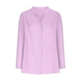 thumbnail image 6 of Ndbuld Womens Summer Tops 2025 Fashion Cotton Linen Short Sleeve Shirts V Neck Casual Loose Fit Button Tunic Blouses Outfits Family Gifts Pink S, 6 of 9