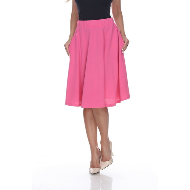 White Mark Women's Mid Length Fit and Flare Skirt