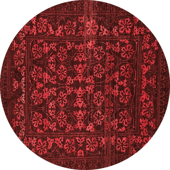 Ahgly Company Indoor Round Abstract Red Modern Area Rugs, 6' Round
