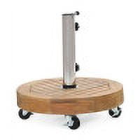 Hanville Acacia Wood Outdoor 33lb Circular Umbrella Base with Stainless Steel Tube, Teak