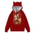 thumbnail image 4 of Fall Fashion Must Haves Festive Christmas Design Hooded Pullover Sweatshirt Long Sleeve Drawstring Hoodie Top for Women Women Fall Clothes, 4 of 5