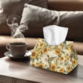 thumbnail image 4 of COEQINE Tissue Box Cover Organizer PU Leather Rectangle Facial Paper Holder Paper Tissue Holder for Bedroom Dresser, Tabletop, Dinner Table, Office Desk, Hummingbird Sunflower Letter, 4 of 7