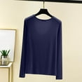 thumbnail image 4 of hotojiny Women's Plus Size Tops Soft Cozy Long Sleeve Sleep Shirts Loose Fit Solid Color Basic Casual Pajama Tee M-5Xl, 4 of 6