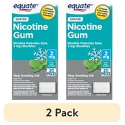 (2 pack) Equate Coated Nicotine Polacrilex Gum, Stop Smoking Aid, 2 mg, Mint, 20 Count