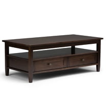 Warm Shaker Solid Wood 48 inch Wide Transitional Coffee Table in Tobacco Brown
