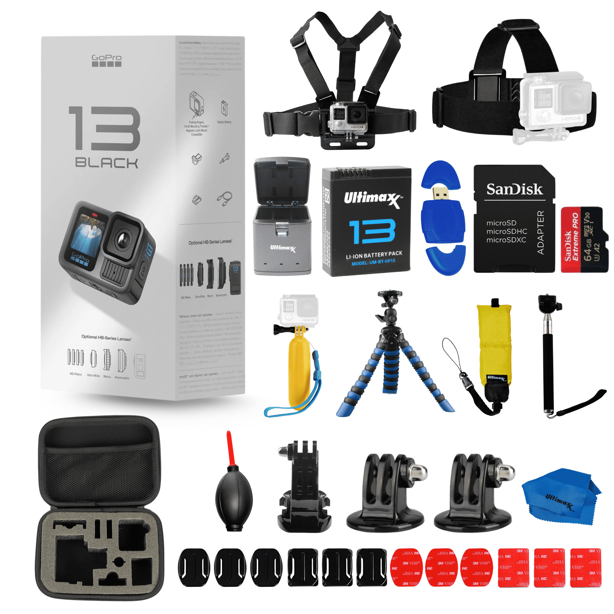 GoPro HERO10 Action Camera Bundle with 64GB Card, 50 Piece