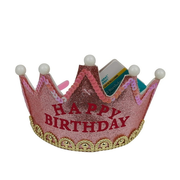 Glittery Pink Happy Birthday Light up Tiara Crown, Felt, Way to Celebrate Novelty Dress-up