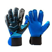 Soccer Goalie Gloves with Fingersave and Strong Grip, Double Wrist Protection Goalkeeper Gloves for Adults,Kids,Youth (Black & Blue, 6)