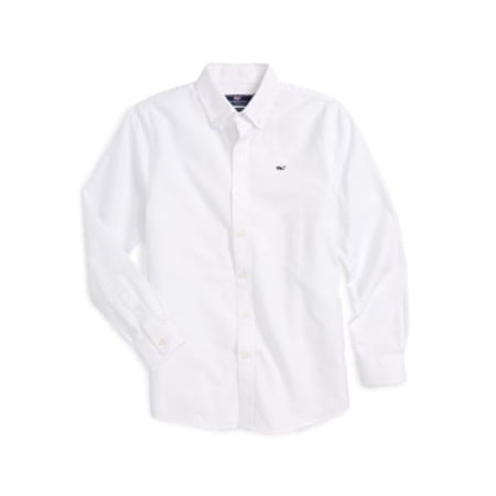 Vineyard Vines Boy's White Cotton Oxford Whale Shirt, 6
