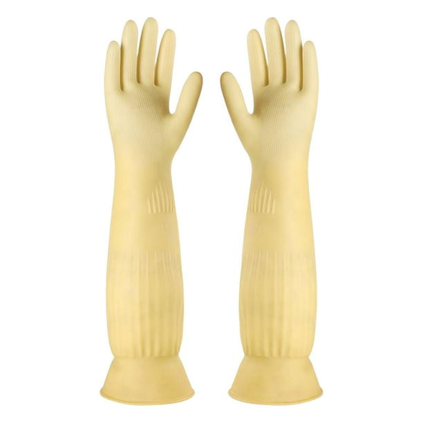 45cm Dishwashing Gloves Non Slip Soft Waterproof Long Sleeve Easy to Wear Reusable Kitchen Gloves for Working Gardening Painting Washing Yellow