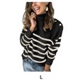 thumbnail image 2 of Qarigey Suéter de nailon Stay Cozy de invierno para mujer, suéter a rayas con cuello alto, ligero y transpirable Prendas para la parte del cuerpo Negro l, 2 of 6