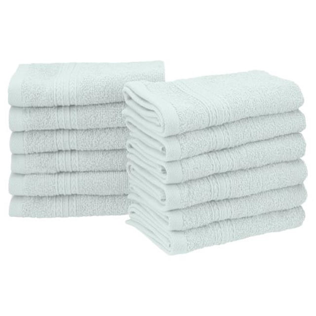 Superior EF-FACE AM Eco-Friendly 100 Percent Ringspun Cotton Face Towel Set - Aqua Marine, 12 Pieces