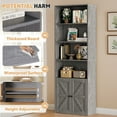 thumbnail image 3 of Furmax 1 Piece 4-Shelf Farmhouse Bookcases 4-Tier Bookshelf with Adjustable Shelves&Doors,Storage Cabinet for Home Living room,Kitchen,Office,Gray, 3 of 7