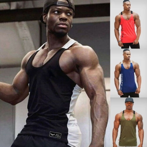 Gyms Bodybuilding Men Tank Top Splice Workout Brand Clothing Print Fitness  Vest Stringer Sportswear Undershirt Tops High Quality