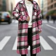 thumbnail image 6 of Atkumj Long Plaid Trench Coat Men Trendy Turndown Collar Button Down Overcoat Casual Long Sleeve Winter Coats with Side Pockets L, 6 of 7