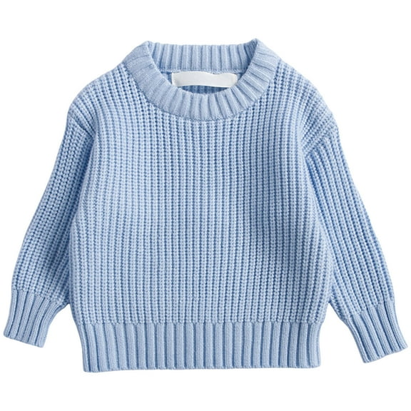Dmsael Girls Fall Jacket Girls Sweaters for Teen Girls Toddler Girl Cute Knit Crewneck Pullover Light Blue,12-18 Months