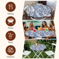 thumbnail image 3 of Round Table Cover 55-60 Inch Watercolor Floral Waterproof Reusable Table Cloth Round Fitted Vinyl Tablecloth with Elastic Edged for Parties Outdoors, Spring Flower Leaves Botanical Blue, 3 of 3