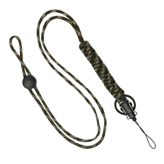 Uxcell Paracord Lanyard Braided Lanyard Necklace Keychain Adjustable Badge Lanyard Green Camo