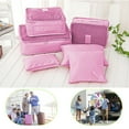 thumbnail image 2 of 6 Pcs/Set Travel Bag Clothing Organizer Multifunctional Storage Bag Mesh Packing Cubes Luggage Organizer Bag, Pink, 2 of 8