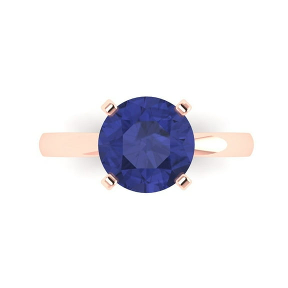 Clara Pucci 14K Rose Gold 3ct Tanzanite Solitaire Ring for Women