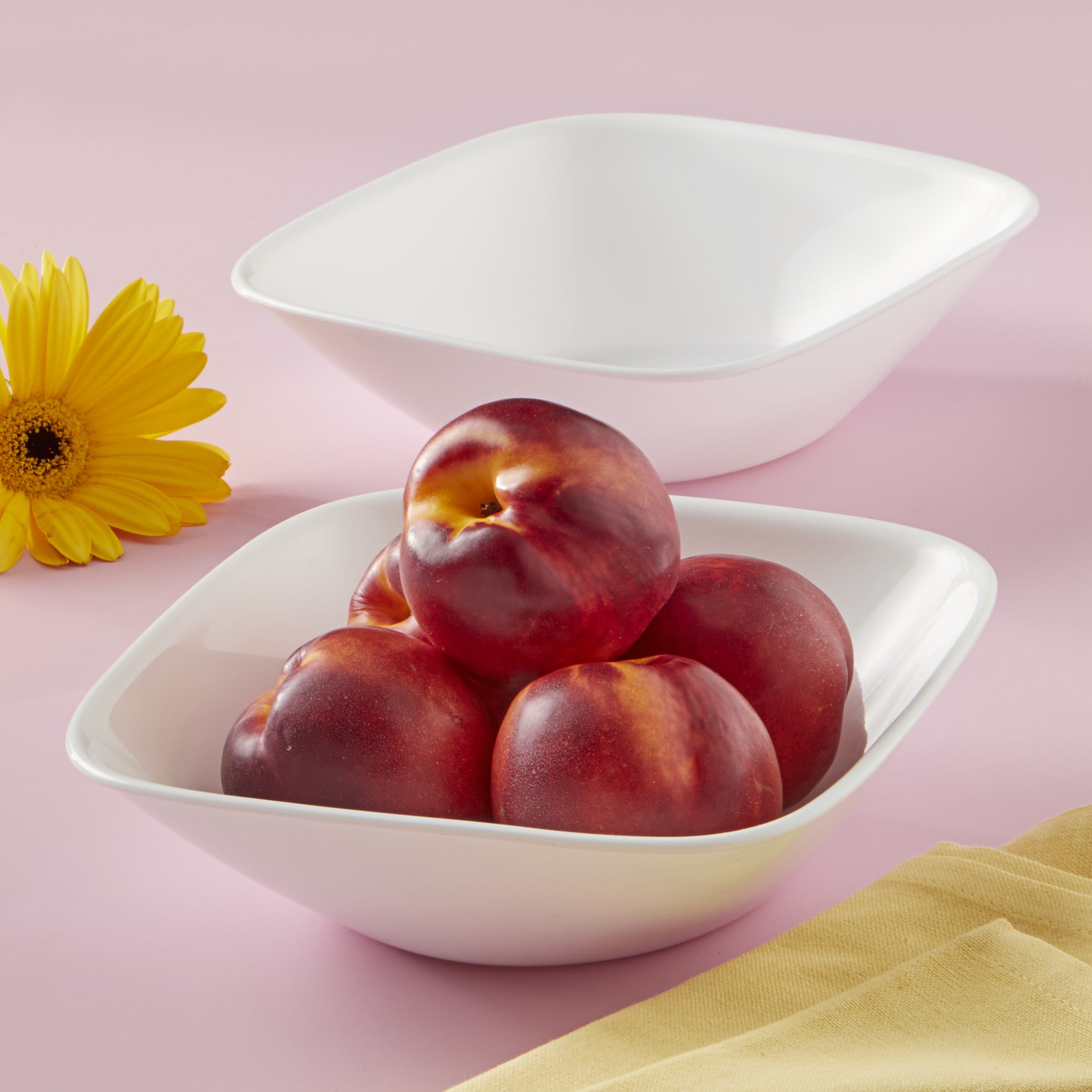 Corelle Pure White 32 oz Square Glass Serving Bowl (Set of 2)