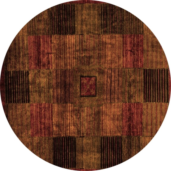Ahgly Company Indoor Round Oriental Orange Modern Area Rugs, 4' Round