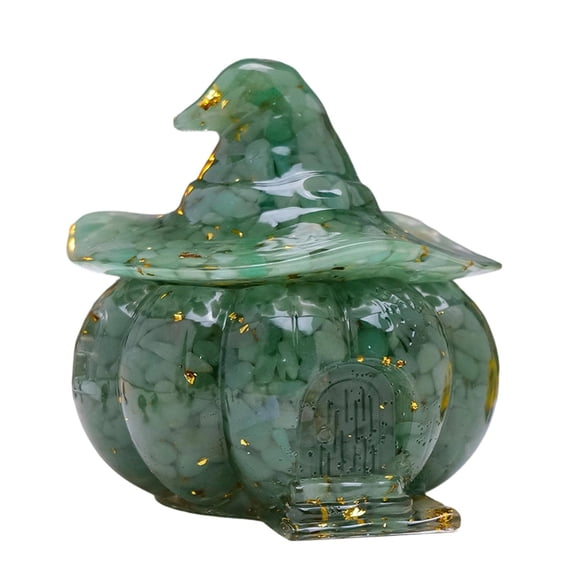 Halloween Candy Jar 4X4 Inch Resin Witch Hat Pumpkin Candy Dish with Lid Halloween Pumpkin Decor for Indoor Home Halloween Party Decorations