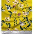 thumbnail image 1 of Soimoi polyester Crepe Fabric Robin,Leaves & Wildflower Floral Decor Fabric Printed Yard 52 Inch Wide, 1 of 3