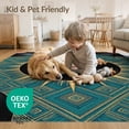 thumbnail image 4 of ODIKA 5'x7' Washable Area Rug Easy Care, Non-Shedding, Pet Friendly, Cd Vinyl Record Disc Geometric Border Round Retro Music Refined for Small Living Room, Bedroom, 4 of 7