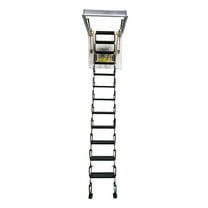 INTBUYING Hidden Telescopic Folding Ladder Black 9.8ft/12Steps Carbon Steel 27.56 x 39.37 in